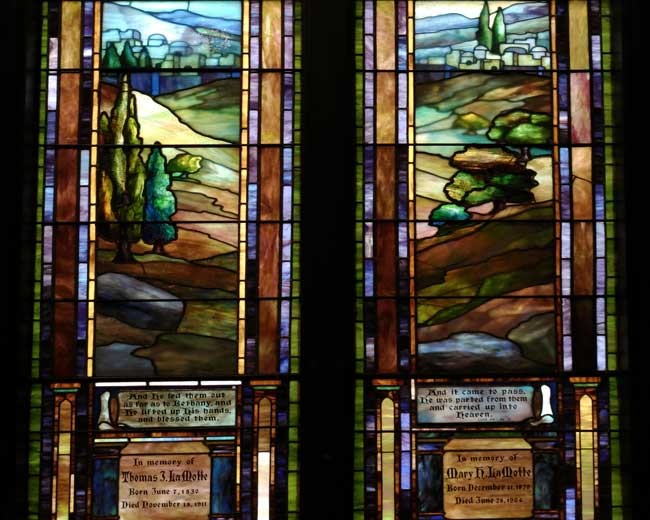 Stained glass window in light box